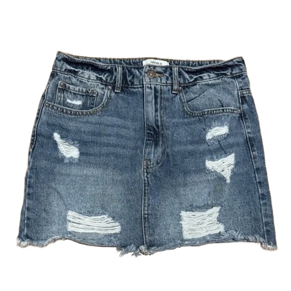 Forever 21 Blue Distressed Mini Skirt